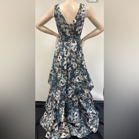 Aidan Mattox shutters sleeveless print double V-Neck long gown - Picture 10 of 14